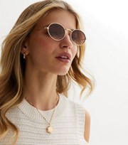 New Look Gold Oval Sunglasses